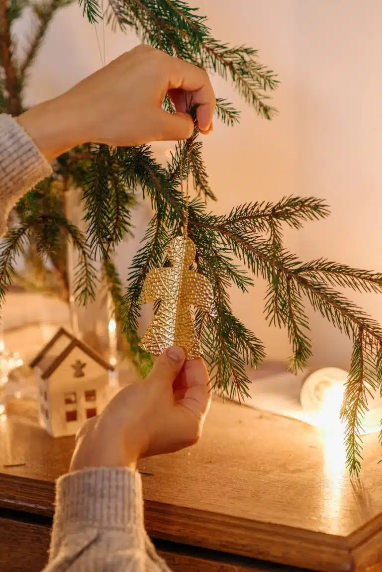 close up of putting decorations