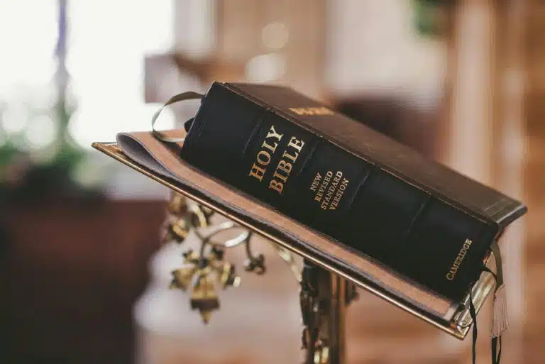 holy bible on stand