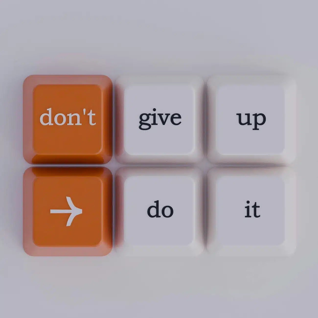 motivational keyboard keys with encouraging message