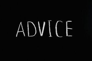advice lettering text on black background