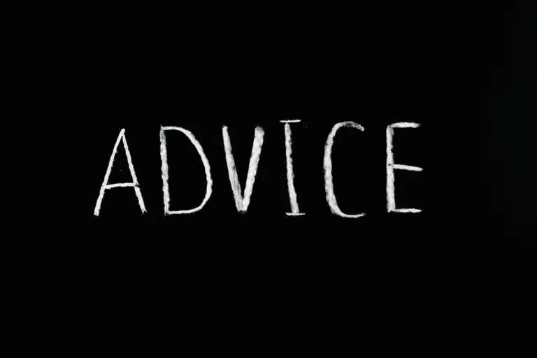 advice lettering text on black background
