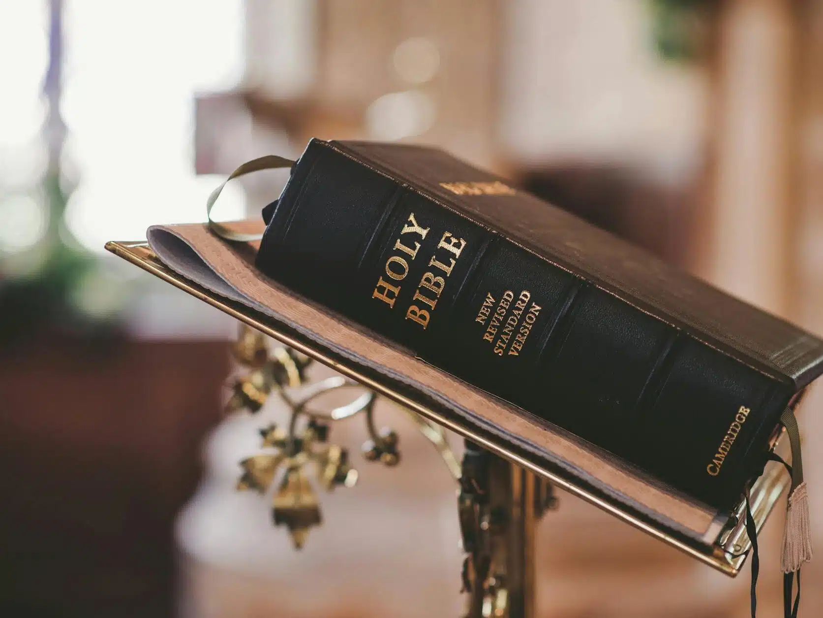 holy bible on stand
